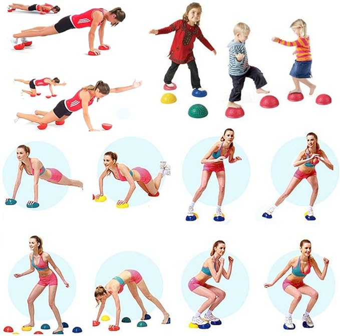 1pc Yoga Half Ball Trigger Point Hand Foot Massage Ball Physiotherapy Exercise Stepping Stones PVC Balance Pods Muscles Relax(First Place)