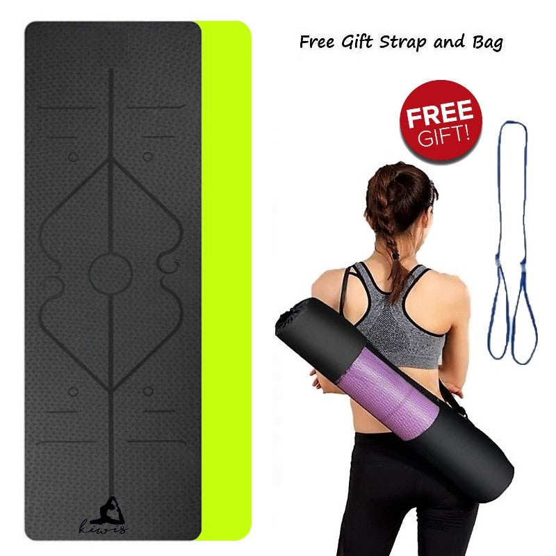 8mm thickness,  2 colors TPE Yoga Mat with Alignment Marker/Lines