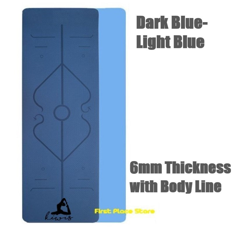 6mm Thickness, 2 colors TPE Yoga Mat with Alignment Marker/Lines