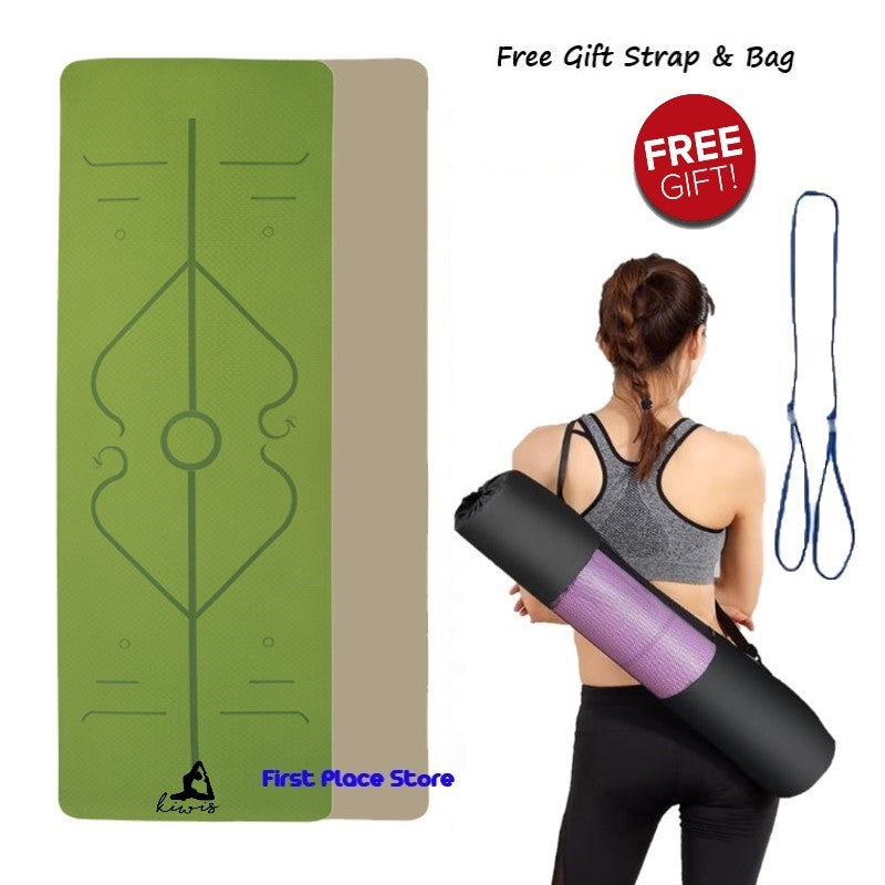 8mm thickness,  2 colors TPE Yoga Mat with Alignment Marker/Lines