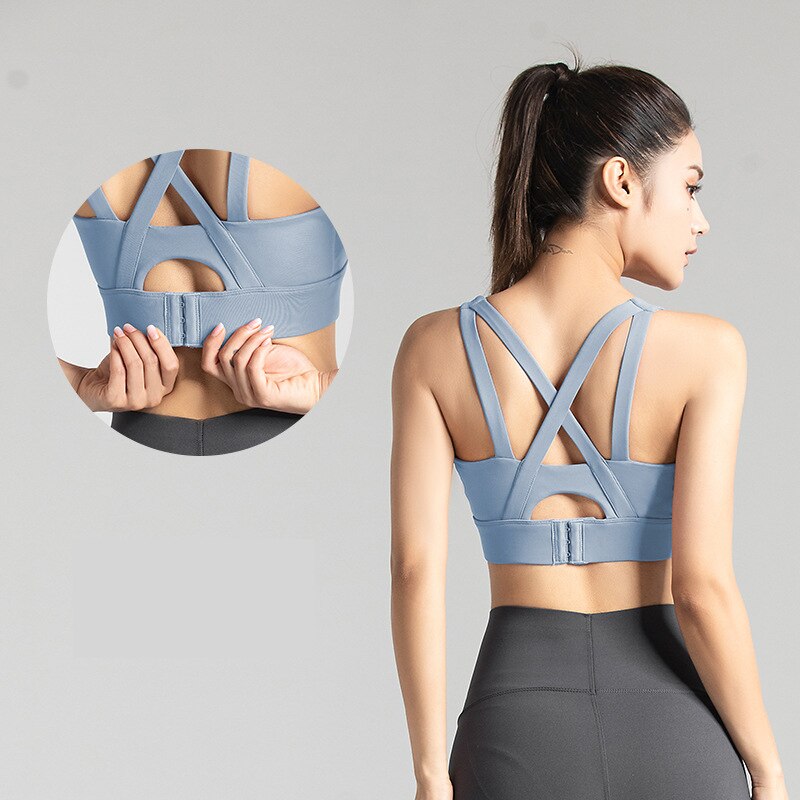 Gym Running Sports Bras For Women Tops Push Up Fitness Breathable Shockproof Active Wear Brassiere Sportswear