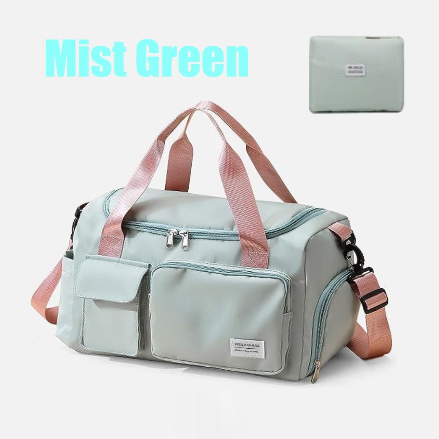 Large Capacity Travel Bag with Shoe Compartment and wet pocket/Unisex Sports Yoga Gym Fitness Training Shoulder Bag