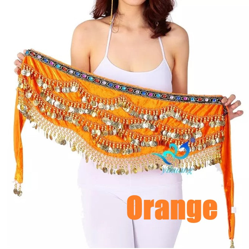 5-Rows Belly Dance Hip Scarf with Rhinestone