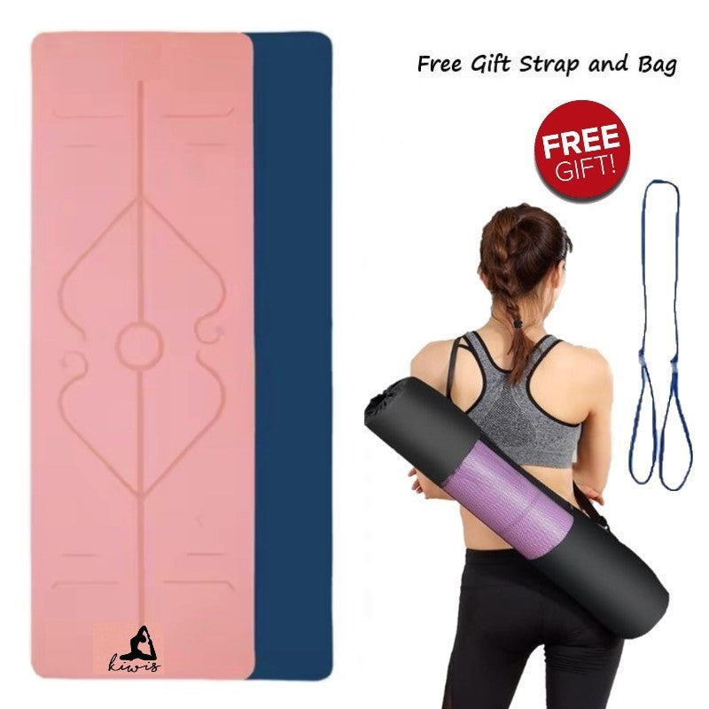 8mm thickness,  2 colors TPE Yoga Mat with Alignment Marker/Lines