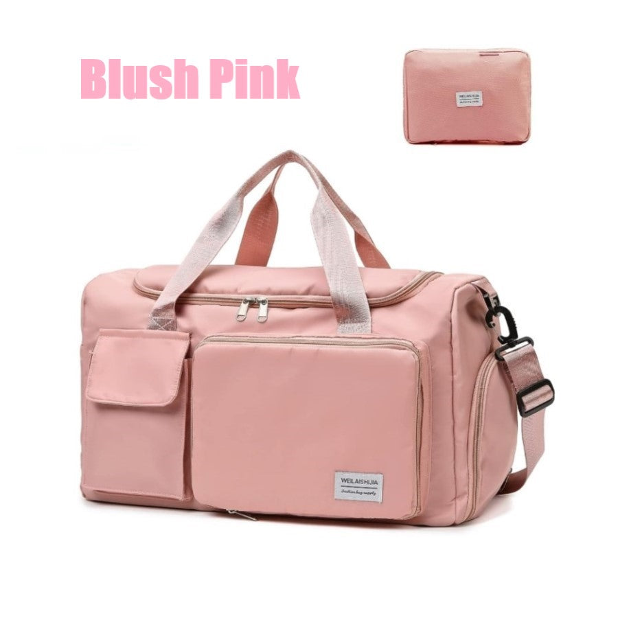 Large Capacity Travel Bag with Shoe Compartment and wet pocket/Unisex Sports Yoga Gym Fitness Training Shoulder Bag