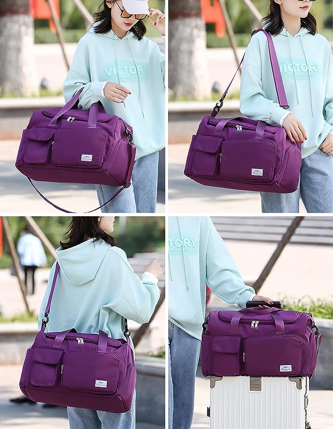 Large Capacity Travel Bag with Shoe Compartment and wet pocket/Unisex Sports Yoga Gym Fitness Training Shoulder Bag