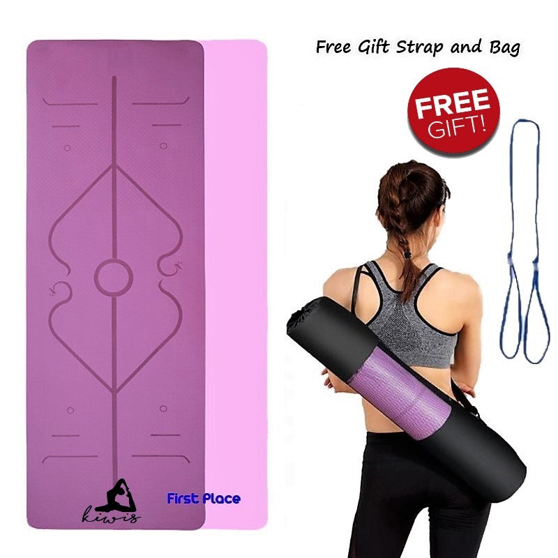 8mm thickness,  2 colors TPE Yoga Mat with Alignment Marker/Lines