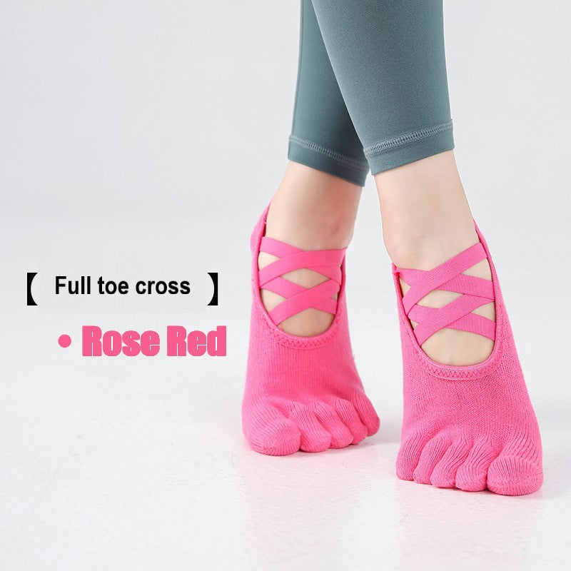 Non Slip Full toe cross Cotton Pilates/ Fitness/ Ballet / Yoga Socks(SK07)