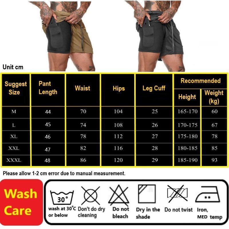 Men Gym Shorts / Workout Pants / Running Shorts / Sportswear/Fitness Training Pants with Liner