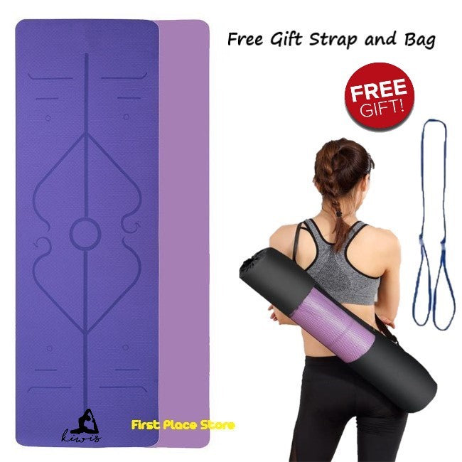 8mm thickness,  2 colors TPE Yoga Mat with Alignment Marker/Lines