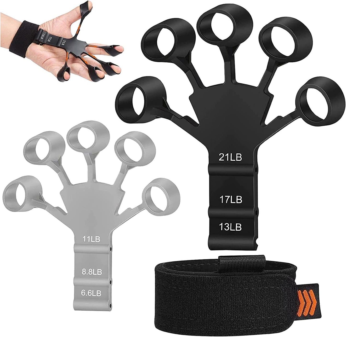 Finger Extensor Exerciser, Hand Trainer Finger Trainer, Adjustable Hand Trainer, Forearm Trainer, Silicone Grippy Finger Trainer(First Place)