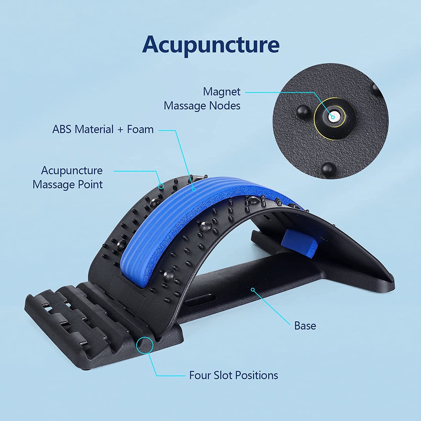 4 Levels Adjustable Back Stretcher with Magnetic Beads, Portable Back Stretcher, Lumbar Stretcher, Back Stretcher , Back Massage Support