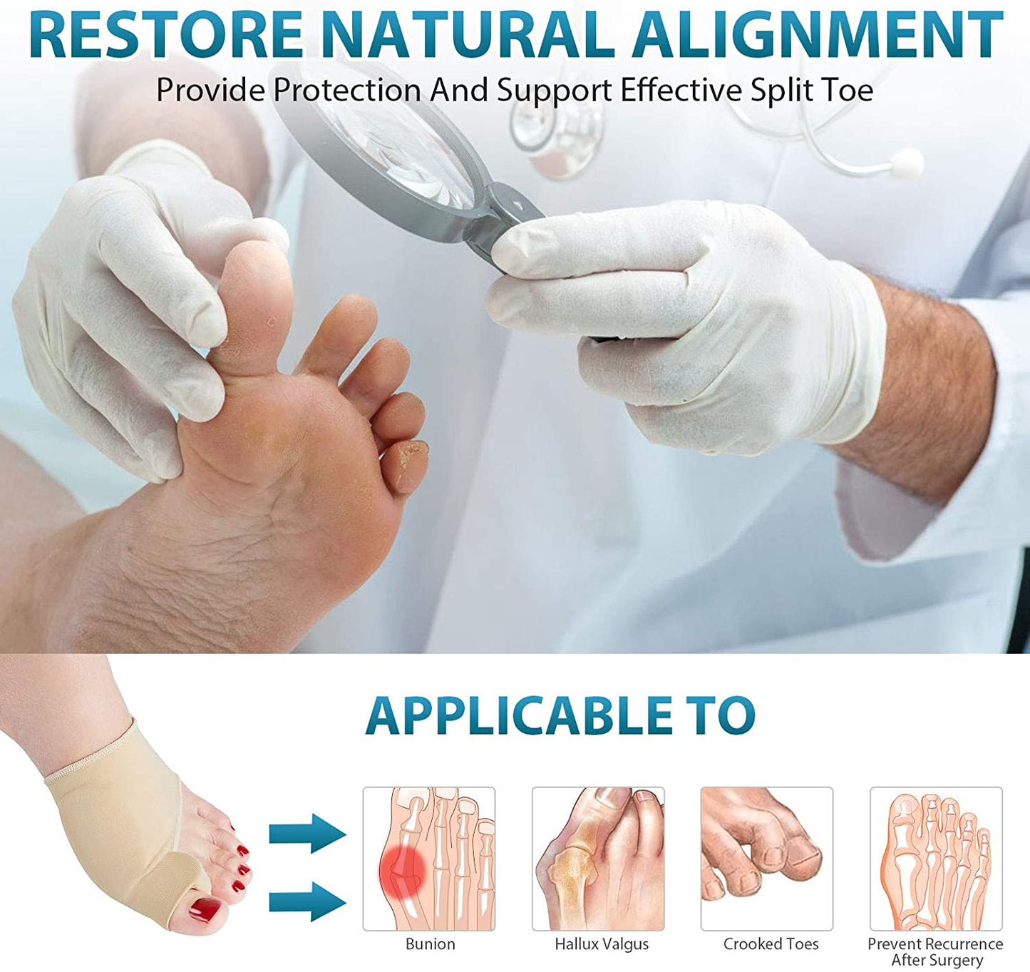 Hallux Valgus Treatment Big Toe Separators/Bunion Corrector