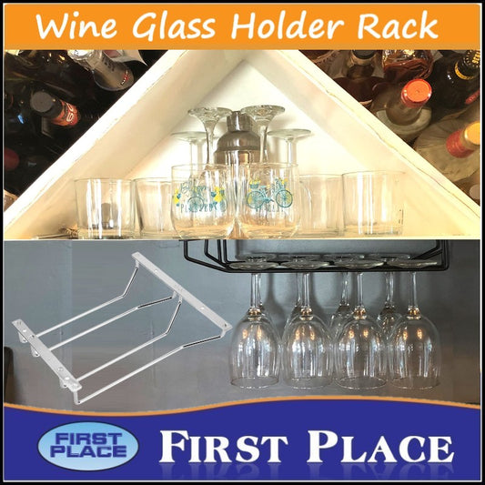 Black Wine Glass Rack, Under Cabinet Wine Glass Holder Stainless Steel Stemware Rack - Hanging Stemware Holder for Cabinet Kitchen Bar