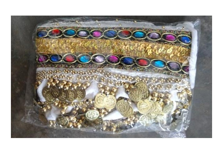 3 Rows Belly Dance Hip Scarf with Rhinestone