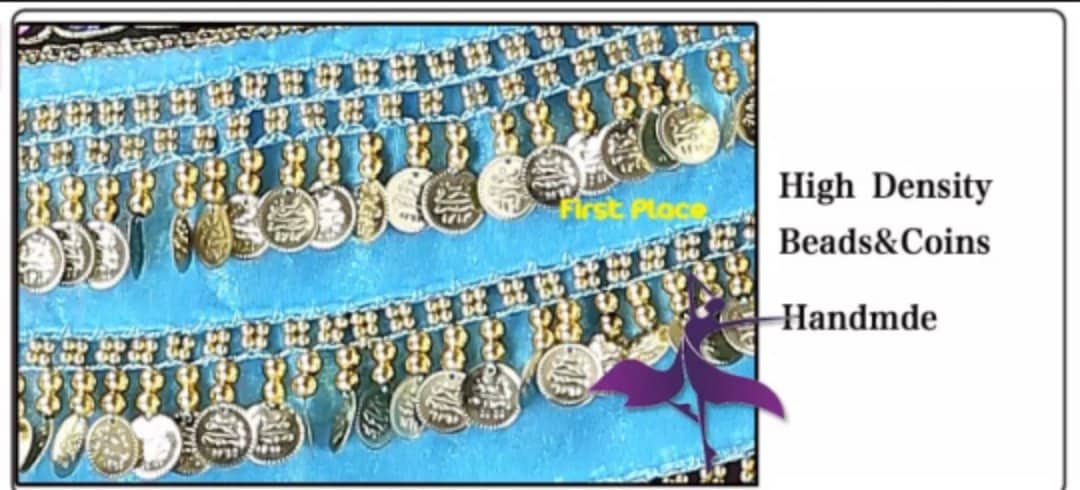 3 Rows Belly Dance Hip Scarf with Rhinestone