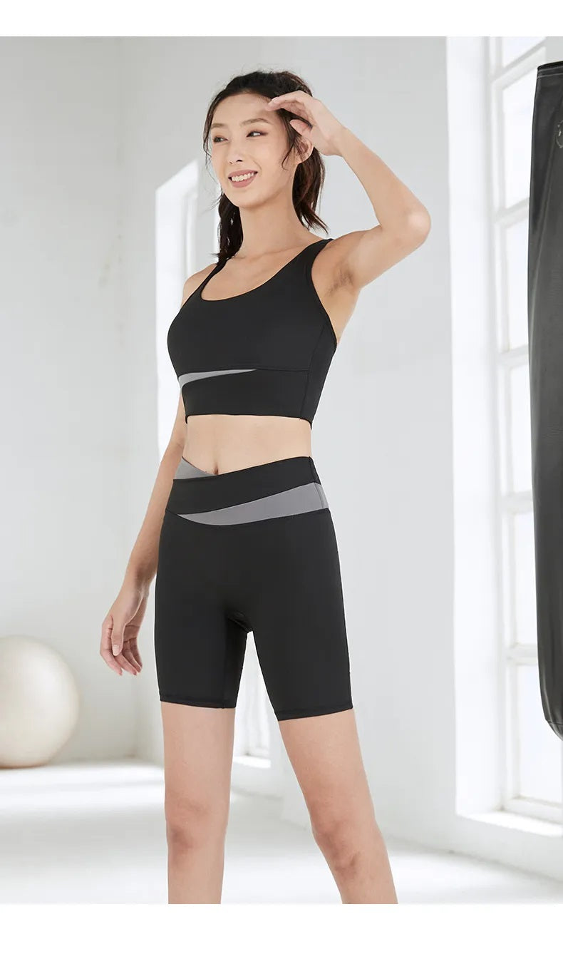 Splicing Design with Two Colors Sportswear (Bra+Pant) for Women/Gym Wear/Sports Bra and short Pant/Short Set