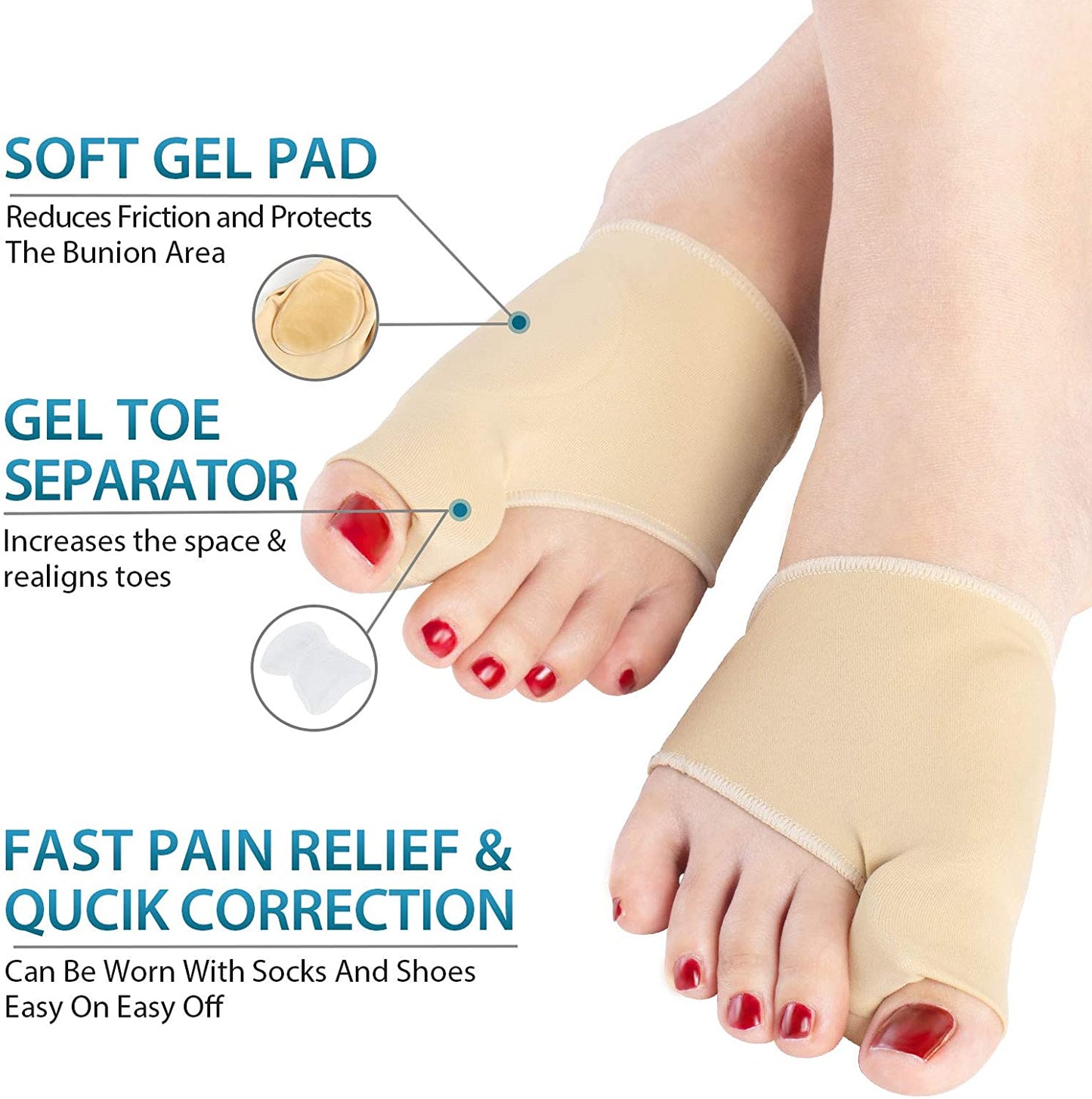 Hallux Valgus Treatment Big Toe Separators/Bunion Corrector