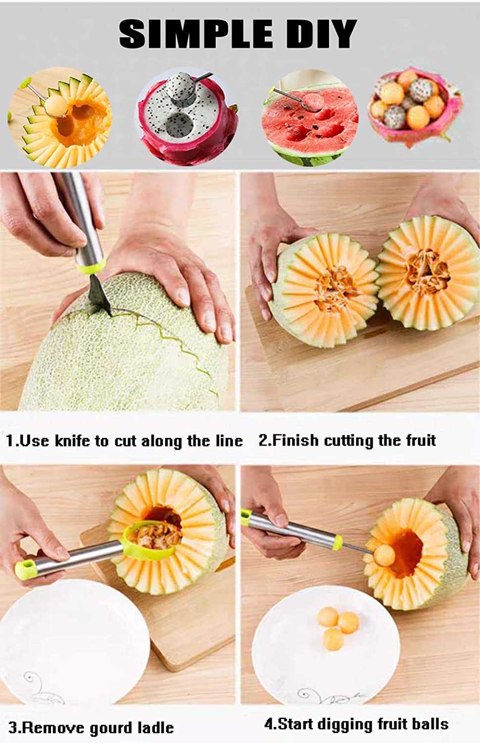 3 in 1 Fruit Scoop Tool Set