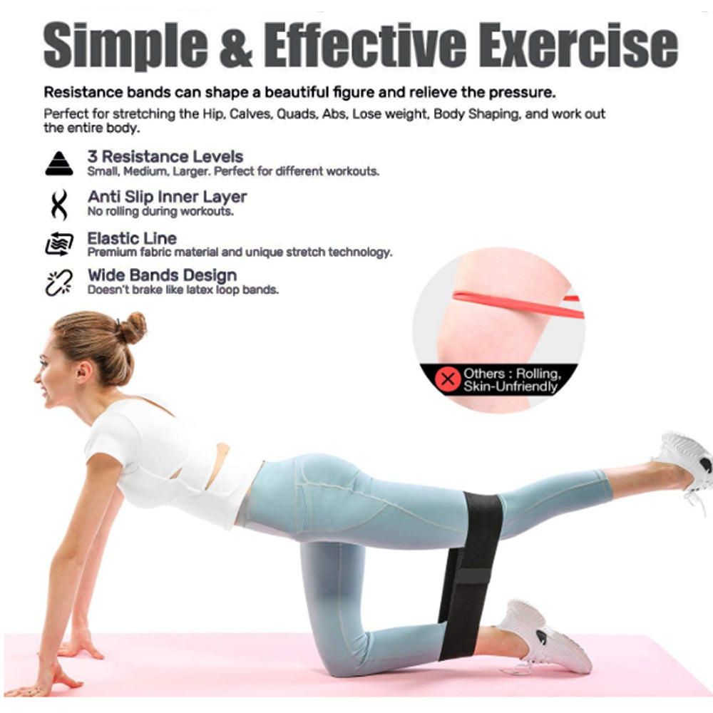 3pcs Hip Resistance Bands Set Style A (Same length, Different resistance value)
