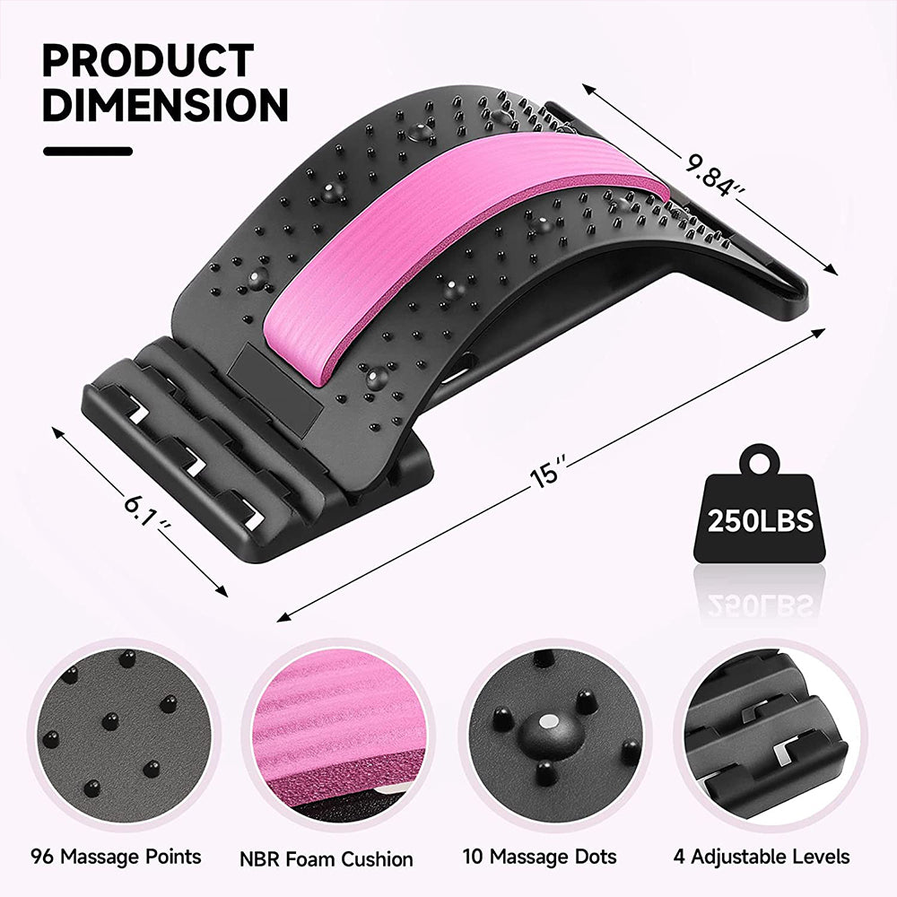 4 Levels Adjustable Back Stretcher with Magnetic Beads, Portable Back Stretcher, Lumbar Stretcher, Back Stretcher , Back Massage Support