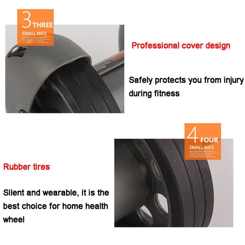 Rebound abs wheel/Ab Roller Silent Double-Wheel with Knee Pad