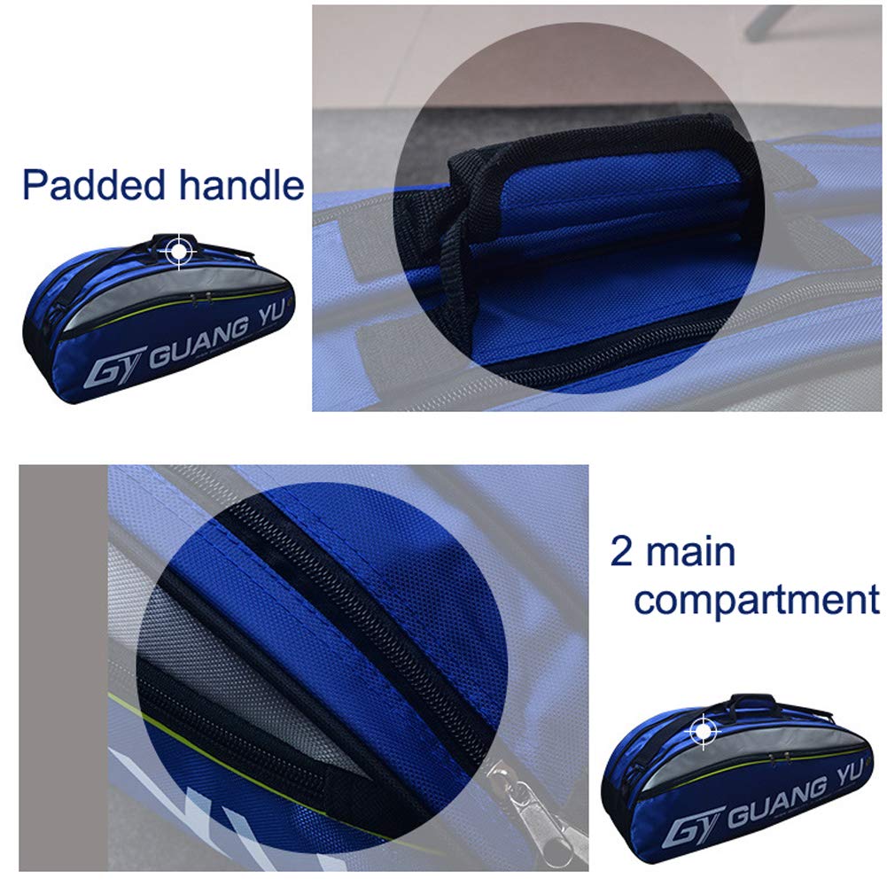Waterproof Professional Badminton Racket Bag Large Capacity Single Shoulder Racket Equipment Bag 6 Racquet Bag Gym Fitness Sports Shoes Clothes Water Bottle Storage Bag/Badminton Bag/Gym Bag (First Place)
