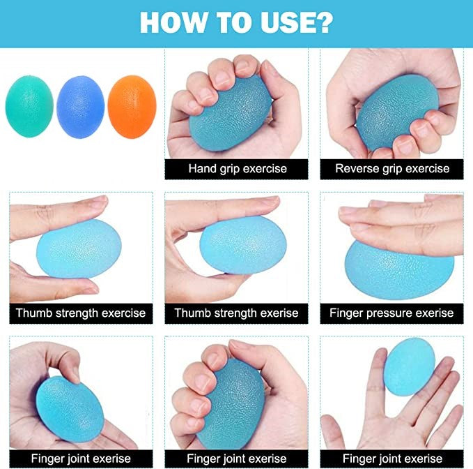 Squeeze Ball Hand Grip Strengthener, Finger Exerciser, Grip Strength Trainer, Pain Relief Workout, Forearm Grip Workout, Finger Stretcher