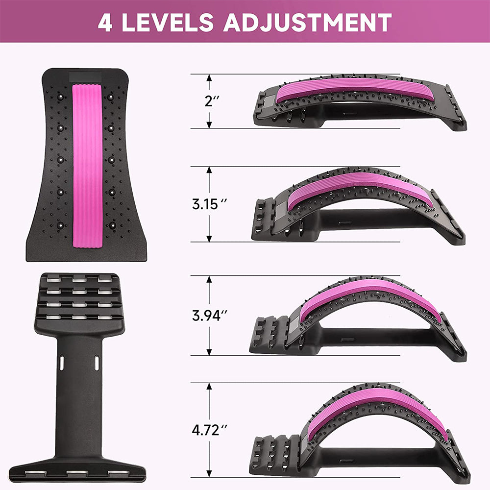4 Levels Adjustable Back Stretcher with Magnetic Beads, Portable Back Stretcher, Lumbar Stretcher, Back Stretcher , Back Massage Support