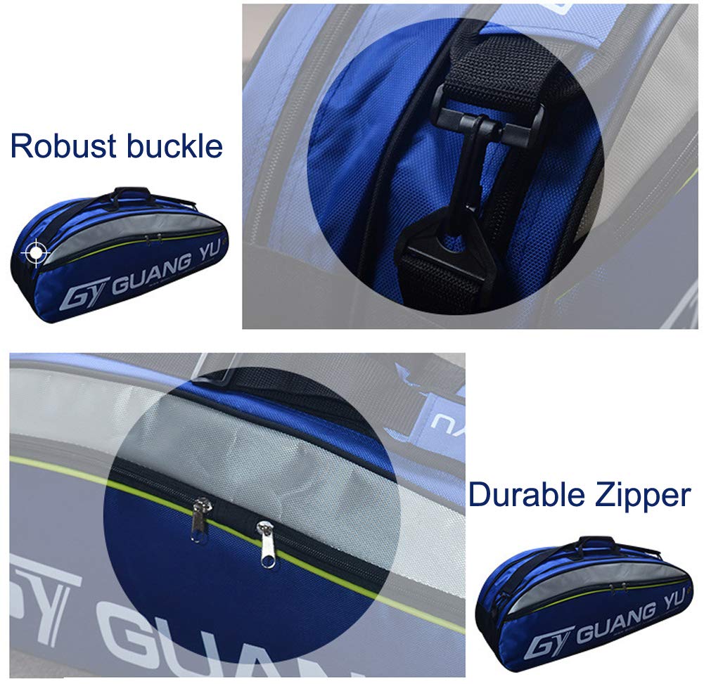 Waterproof Professional Badminton Racket Bag Large Capacity Single Shoulder Racket Equipment Bag 6 Racquet Bag Gym Fitness Sports Shoes Clothes Water Bottle Storage Bag/Badminton Bag/Gym Bag (First Place)