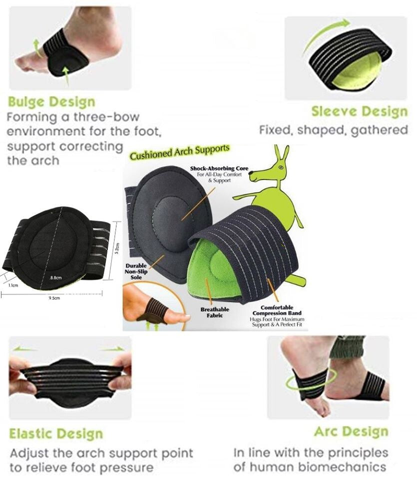 Cushioned Arch Supports /Orthopedic Shoe Cushion, Massager Sock Pads for Arch and Foot Support, Bunion Corrector Sandals