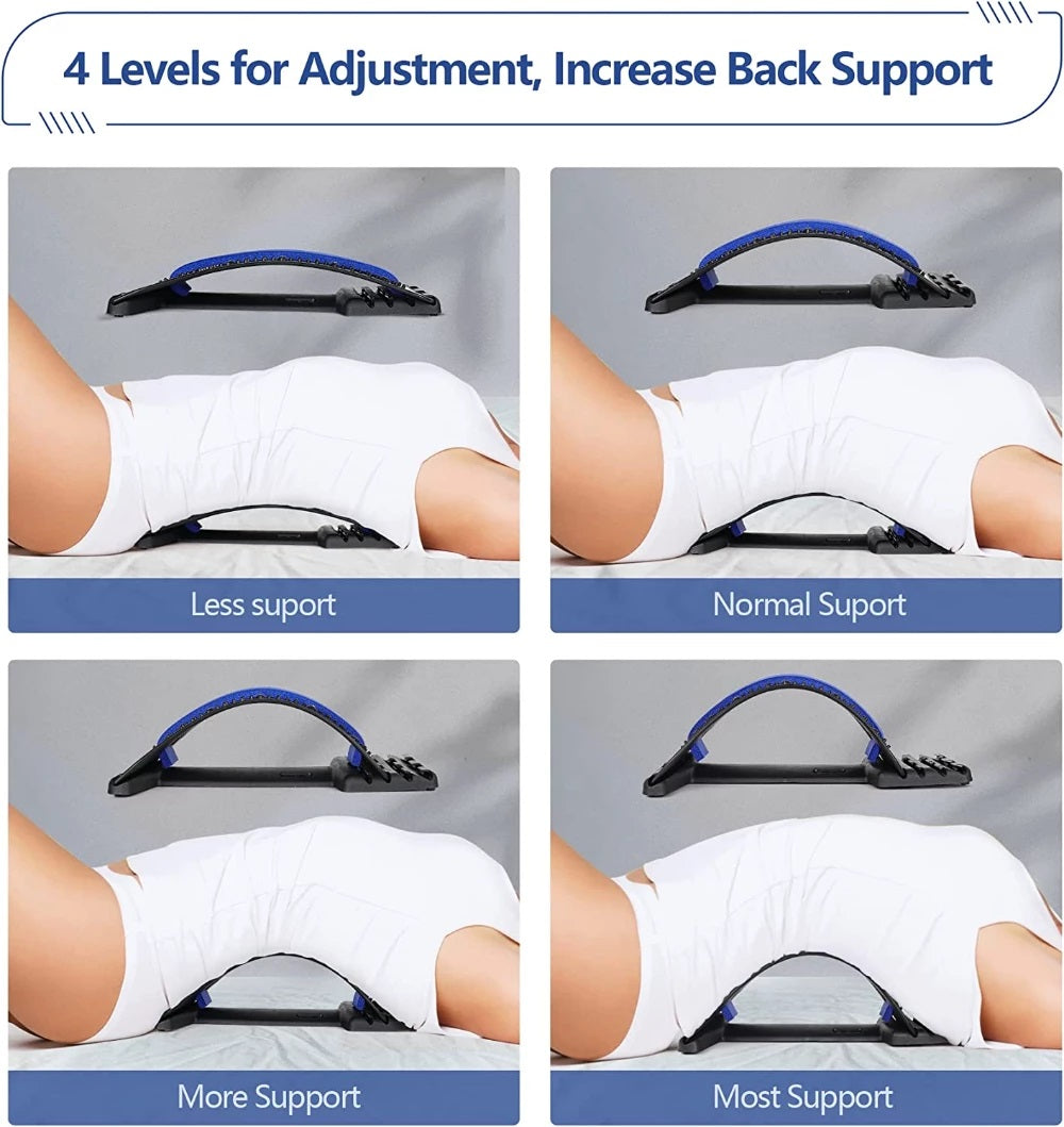 4 Levels Adjustable Back Stretcher with Magnetic Beads, Portable Back Stretcher, Lumbar Stretcher, Back Stretcher , Back Massage Support