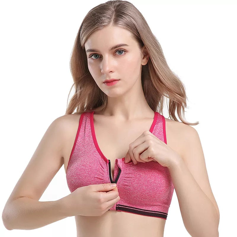 Women Padded Zipper Sports Bra/Fitness Yoga Bra