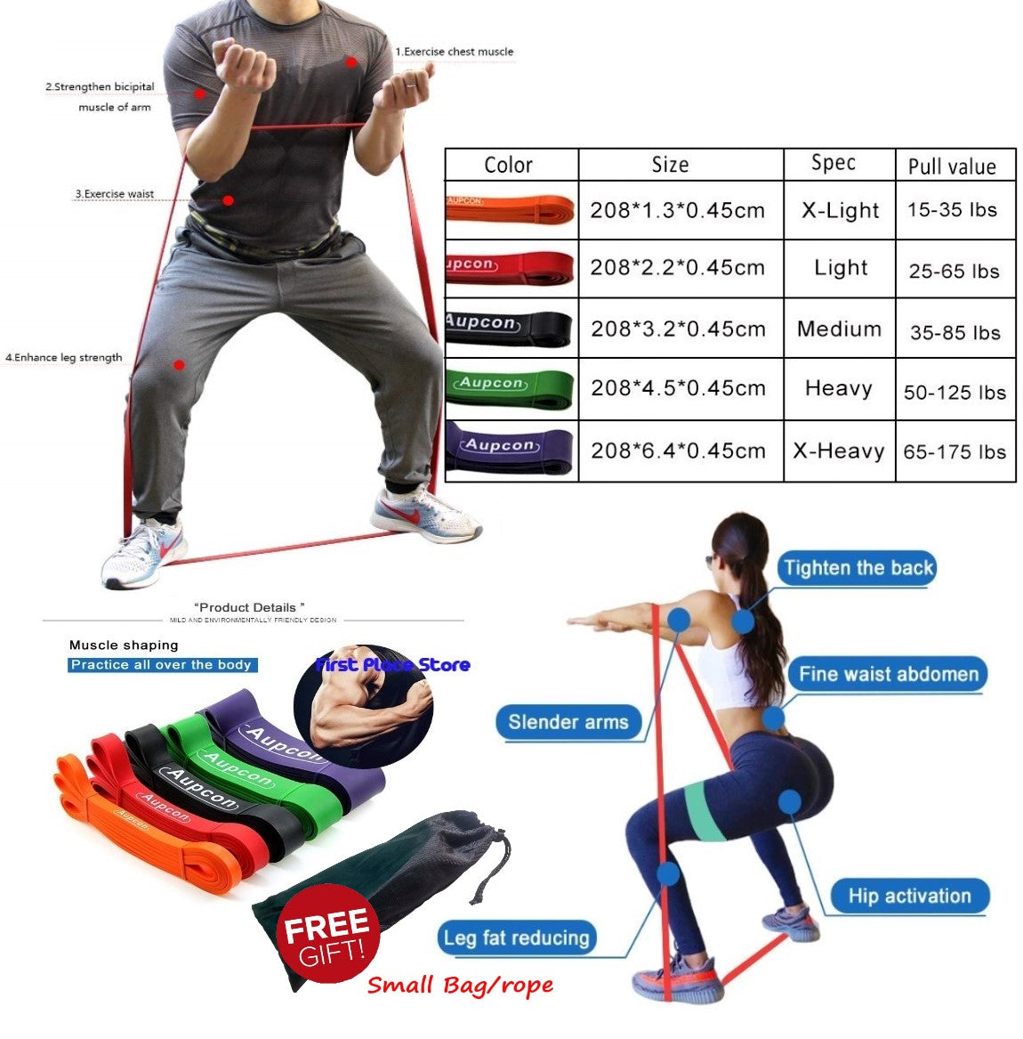 Aupcon Pull/Chin up Resistance Loop Band