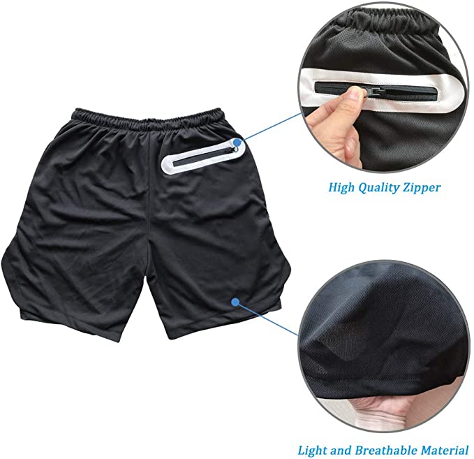 Men Gym Shorts / Workout Pants / Running Shorts / Sportswear/Fitness Training Pants with Liner
