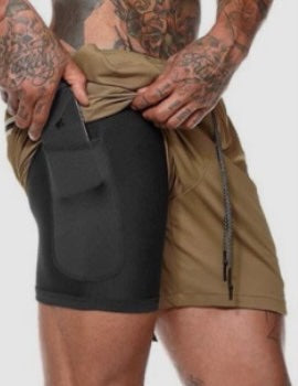 Men Gym Shorts / Workout Pants / Running Shorts / Sportswear/Fitness Training Pants with Liner