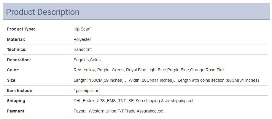 Belly Dance Hip Scarf Gradient color with Rhinestone