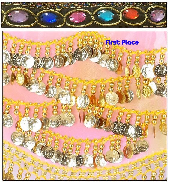 Belly Dance Hip Scarf Gradient color with Rhinestone