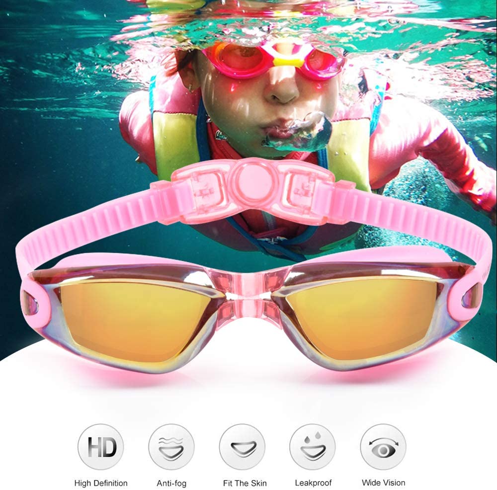 Snowledge Anti-fog UV Protection Children Swimming Goggle w/Earplugs and Nose Clips