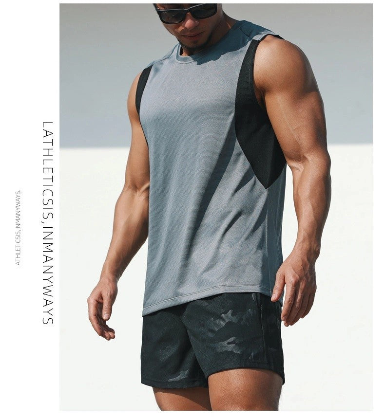 Quick-dry Sleeveless Men Shirt/ Sportswear/Gym training top