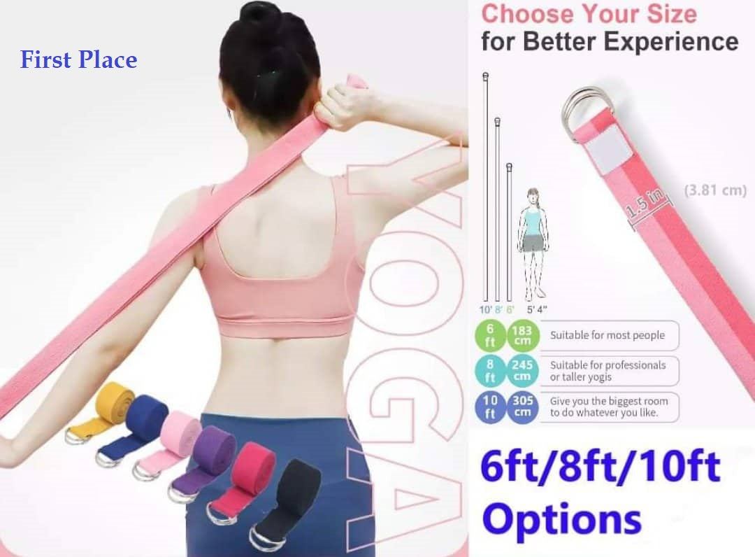 Yoga Strap / Stretch Belt with metal D Ring