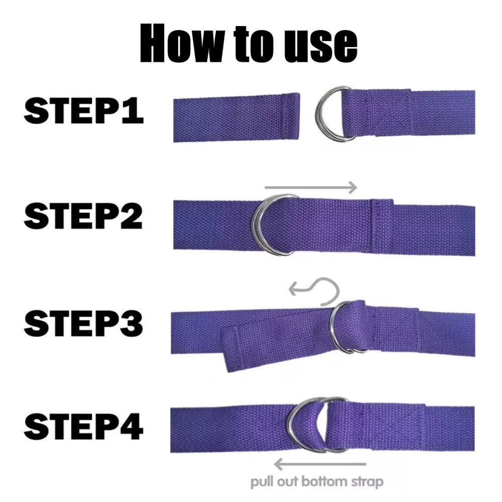 Yoga Strap / Stretch Belt with metal D Ring
