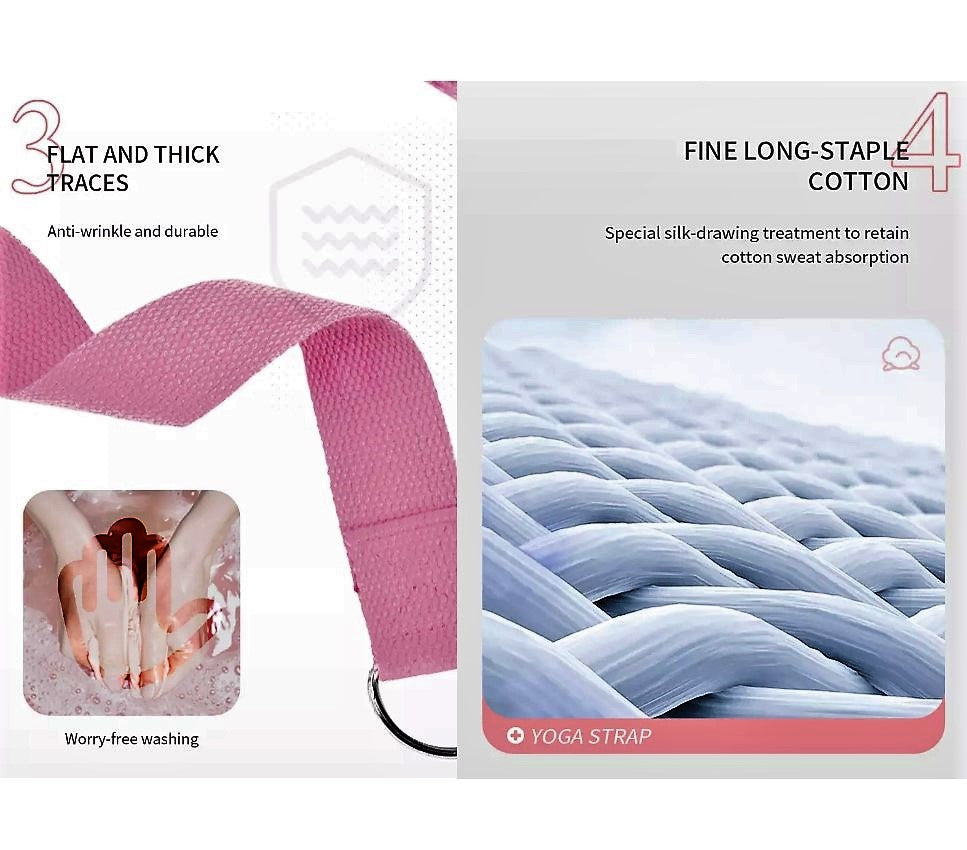 Yoga Strap / Stretch Belt with metal D Ring