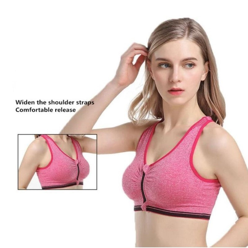 Women Padded Zipper Sports Bra/Fitness Yoga Bra
