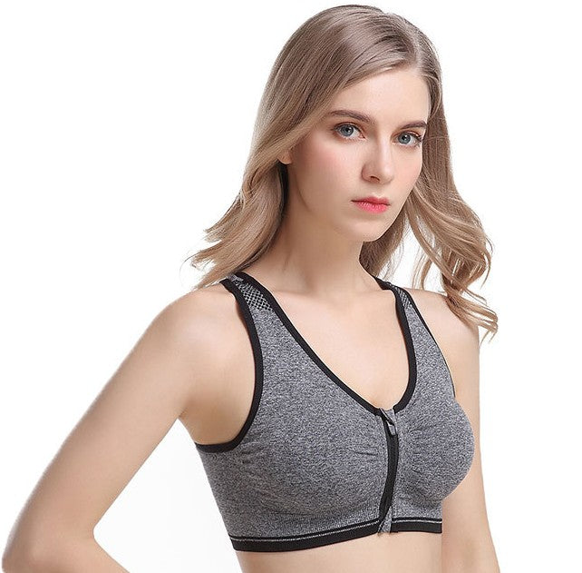 Women Padded Zipper Sports Bra/Fitness Yoga Bra