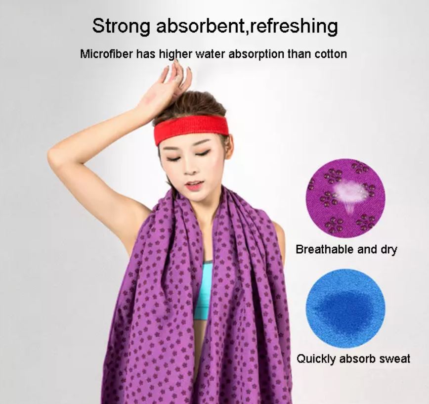Sweat Absorbent Non-Slip Yoga Mat Towel for Pilates/Yoga and Workout Washable