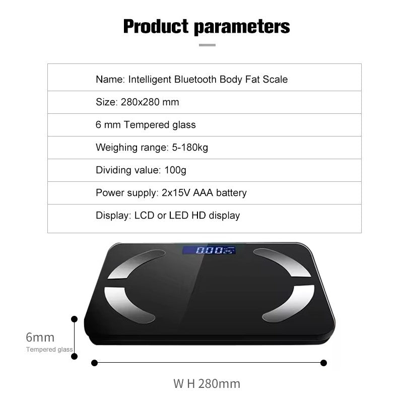 Smart health electronic Body Weight scale that analyzes HDA body index with Bluetooth connection using App