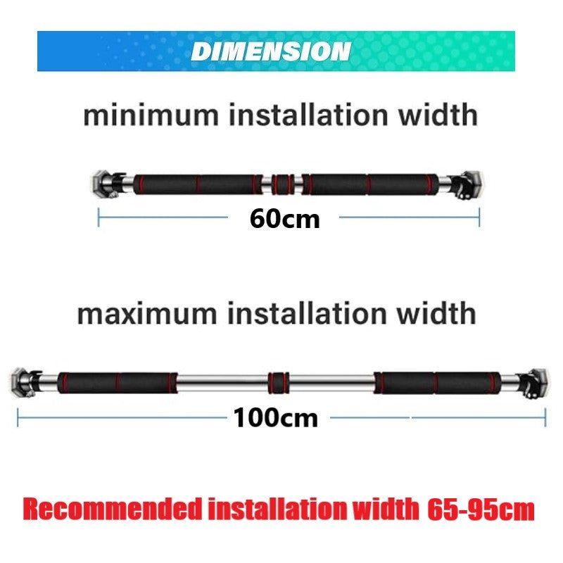 Adjustable Horizontal Pull Up /Chin up Bar with Safety Clip (Length 60cm-100cm)