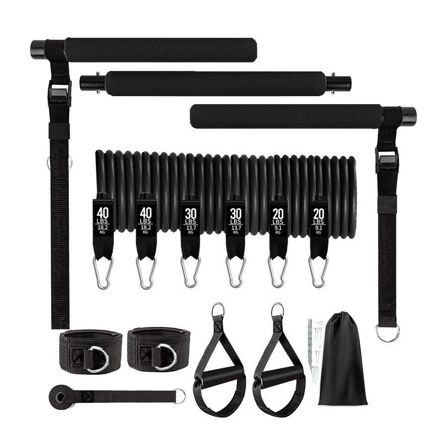 Portable Pilates Fitness Bar with 3 set Resistance Bands