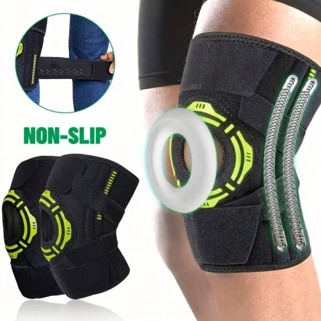 1Pc Knee Brace with Side Stabilizers Patella Gel Pads Adjustable Compression Knee Support Braces for Knee Pain
